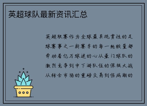 英超球队最新资讯汇总
