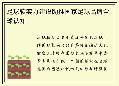 足球软实力建设助推国家足球品牌全球认知
